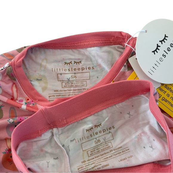 Little Sleepies Boho Bunnies Two-Piece Bamboo Pajama Set 5/6 NWT - Picture 5 of 7